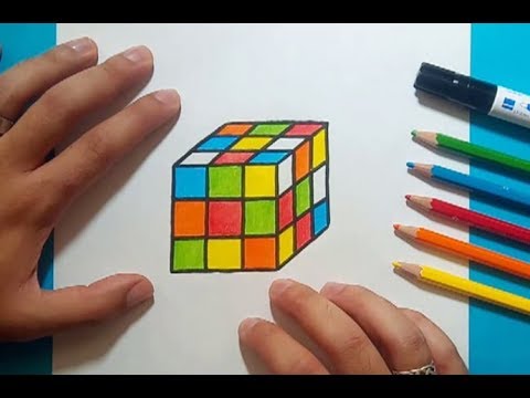 Como dibujar un cubo de rubik paso a paso  How to draw a rubik's cube, dibujos de Un Cubo De Rubik, como dibujar Un Cubo De Rubik paso a paso