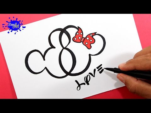 Como dibujar un corazón Mickey Mouse  How to draw a heart Mickey Mouse -, dibujos de Un Corazón Estilo Mickey Mouse, como dibujar Un Corazón Estilo Mickey Mouse paso a paso