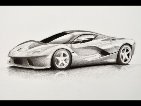 Cómo dibujar un carro: Ferrari - Arte Divierte -, dibujos de Un Coche Realista, como dibujar Un Coche Realista paso a paso