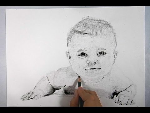 Cómo dibujar un retrato de bebé a lápiz - speed drawing - baby portrait, dibujos de Un Bebé Realista, como dibujar Un Bebé Realista paso a paso