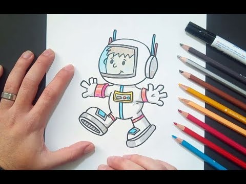 Como dibujar un astronauta paso a paso  How to draw an astronaut, dibujos de Un Astronauta, como dibujar Un Astronauta paso a paso