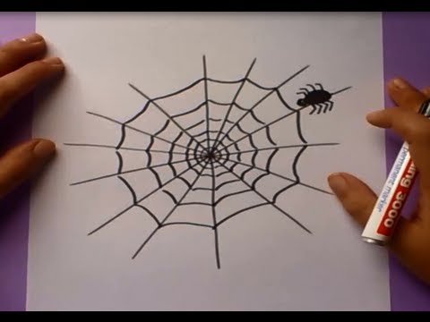 Como dibujar una telaraña paso a paso  How to draw a web, dibujos de Telarañas, como dibujar Telarañas paso a paso