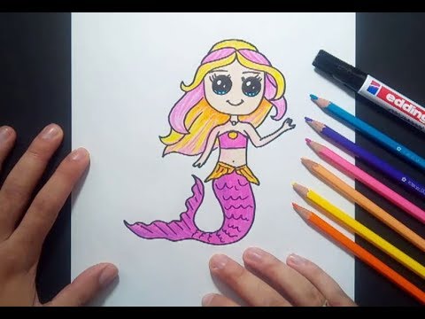 Como dibujar una sirena paso a paso  How to draw a mermaid, dibujos de Una Sirena Para Niños, como dibujar Una Sirena Para Niños paso a paso