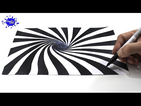 Cómo dibujar una ilusión óptica 3D  How to draw optical illusion, dibujos de Op Art, como dibujar Op Art paso a paso