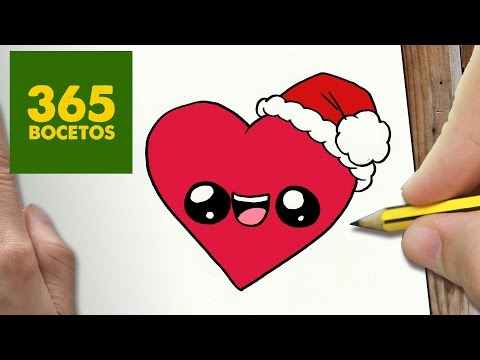 COMO DIBUJAR UN CORAZON PARA NAVIDAD PASO A PASO: Dibujos kawaii navideños - How to draw a Heart - YouTube, dibujos de Navidad, como dibujar Navidad paso a paso