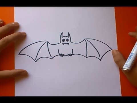 Como dibujar un murcielago paso a paso  How to draw a bat, dibujos de Murciélagos, como dibujar Murciélagos paso a paso