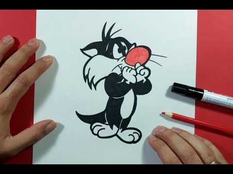 Como dibujar a Silvestre paso a paso - Looney Tunes  How to draw Silvestre  - Looney Tunes, dibujos de Looney Tunes, como dibujar Looney Tunes paso a paso