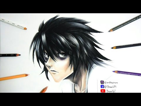 Cómo dibujar a L Lawliet de Death Note paso a paso  Colaboración con  Steven Builes  Draw Up!, dibujos de L Death Note, como dibujar L Death Note paso a paso