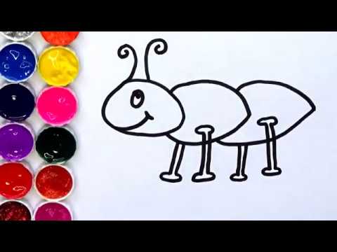 Como Dibujar y Colorear Una Hormiga  Dibujando con Amiguitos123, dibujos de Hormigas, como dibujar Hormigas paso a paso