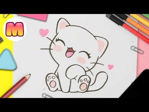 Como dibujar un GATO KAWAII 💖 FACIL PASO A PASO 💖como dibujar gatos kawaii  - YouTube, dibujos de Gato Kawaii, como dibujar Gato Kawaii paso a paso