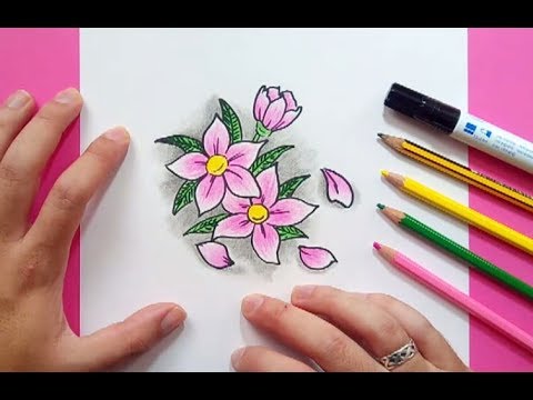 Como dibujar flores paso a paso 6  How to draw flowers 6, dibujos de Flores, como dibujar Flores paso a paso