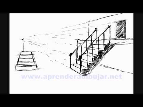 Como dibujar escaleras - Bocetos de dibujos de casas y edificios, dibujos de Escaleras, como dibujar Escaleras paso a paso