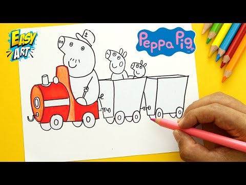 PEPPA PIG - Como Dibujar el Tren del Abuelo - Dibujos para niños - Easy Art  - YouTube, dibujos de El Tren Del Abuelo De Peppa Pig, como dibujar El Tren Del Abuelo De Peppa Pig paso a paso