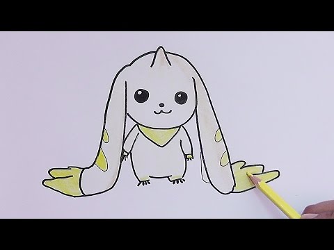 Como dibujar y pintar a Terriermon (Digimon) - How to draw and paint  Terriermon, dibujos de Digimon, como dibujar Digimon paso a paso