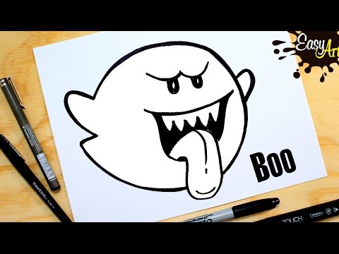 SUPER MARIO BROS Como dibujar el fantasma Boohow to draw a ghost Boo, dibujos de Al Fantasma Boo De Mario Bros, como dibujar Al Fantasma Boo De Mario Bros paso a paso