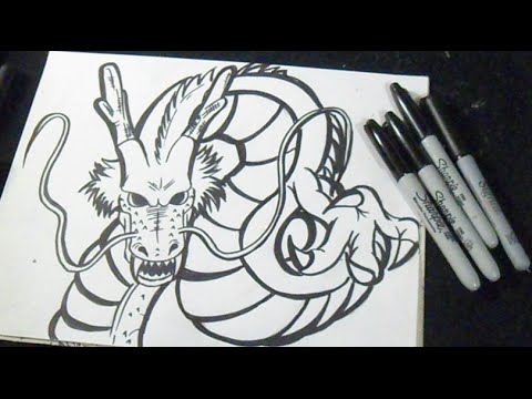 Cómo dibujar un Dragon Graffiti - Shenlong, dibujos de Al Dragón Shenron, como dibujar Al Dragón Shenron paso a paso