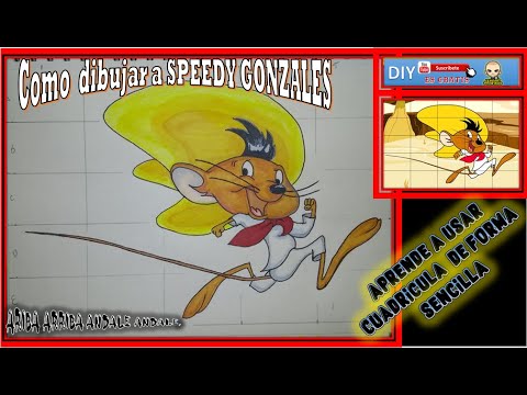 LOONEY TUNES - APRENDE A DIBUJAR USANDO CUADRÍCULA  Como Dibujar a SPEEDY  GONZALES, dibujos de A Speedy Gonzales De Los Looney Tunes, como dibujar A Speedy Gonzales De Los Looney Tunes paso a paso