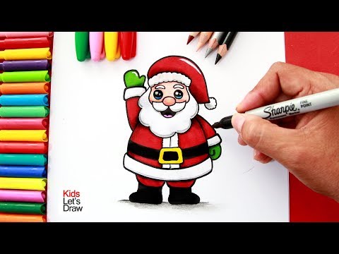 Aprende a dibujar y pintar a PAPÁ NOEL fácil  How to Draw a Cute Santa  Claus (Version 2018) - YouTube, dibujos de A Papa Noel, como dibujar A Papa Noel paso a paso