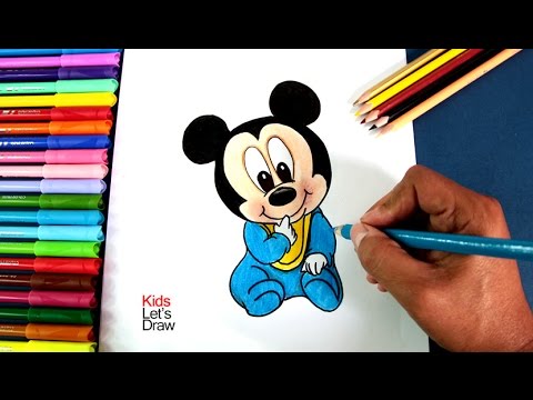 Cómo dibujar a Bebé Mickey Mouse  How to draw Baby Mickey Mouse, dibujos de A Mickey Mouse Bebé, como dibujar A Mickey Mouse Bebé paso a paso