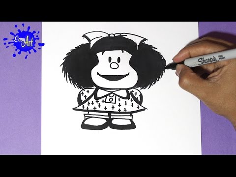 Como dibujar a Mafalda  How to draw mafalda, dibujos de A Mafalda, como dibujar A Mafalda paso a paso