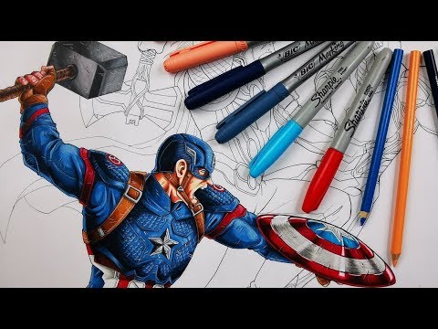 COMO DIBUJAR AL CAPITÁN AMÉRICA con el MJOLNIR Avengers End Game -   Materiales Baratos  DibujAme Un - YouTube, dibujos de A Los Vengadores, como dibujar A Los Vengadores paso a paso