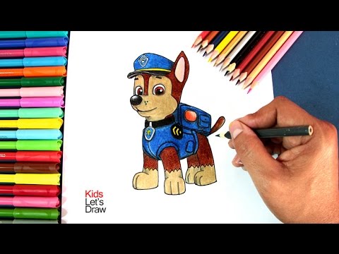 Cómo dibujar a CHASE de La Patrulla Canina (Paw Patrol), dibujos de A La Patrulla Canina, como dibujar A La Patrulla Canina paso a paso