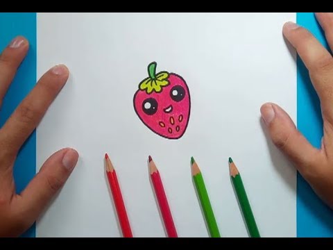 Como dibujar una fresa paso a paso  How to draw a strawberry, dibujos de Una Fresa, como dibujar Una Fresa paso a paso
