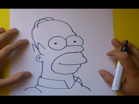 Como dibujar a Homer simpson paso a paso - Los Simpsons  How to draw Homer  simpson - The Simpsons, dibujos de A Homer Simpson A Lápiz, como dibujar A Homer Simpson A Lápiz paso a paso