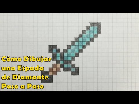Cómo Dibujar una Espada de Diamante 8-bit Minecraft! Tutorial PASO A PASO, dibujos de Una Espada De Minecraft, como dibujar Una Espada De Minecraft paso a paso