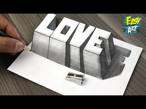Como Dibujar AMOR 3D ( Letras Cuadradas )❤️ How to Draw LOVE 3D - Dibujos  de Faciles - Easy Art - YouTube, dibujos de 3D, como dibujar 3D paso a paso