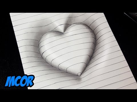Como Dibujar un Corazón repujado en 3D con Lineas - Dibujos 3D Faciles -  YouTube, dibujos de 3D A Lápiz, como dibujar 3D A Lápiz paso a paso