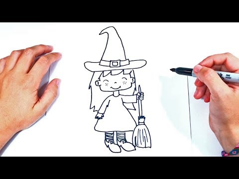 Cómo dibujar un Bruja paso a paso y fácil - YouTube, dibujos de Una Bruja, como dibujar Una Bruja paso a paso