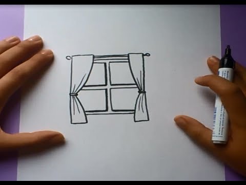 Como dibujar una ventana paso a paso  How to draw a window, dibujos de Ventanas, como dibujar Ventanas paso a paso