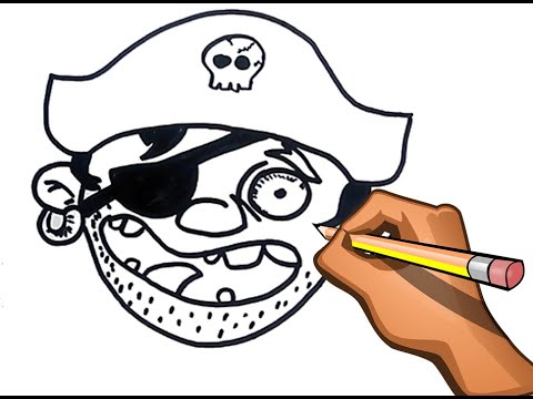 DIBUJO FACIL DE PIRATA BARBA ROJA  DIBUJO DE PIRATA DEL MAR MUY FACIL, dibujos de Un Pirata, como dibujar Un Pirata paso a paso