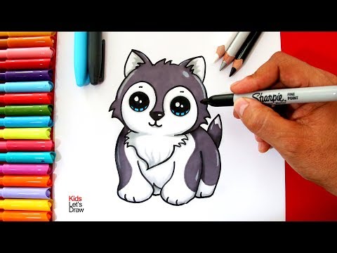 Cómo dibujar un PERRITO SIBERIANO Bebé Kawaii  How to draw a Cute Husky  Puppy - YouTube, dibujos de Un Perrito Estilo Cute, como dibujar Un Perrito Estilo Cute paso a paso