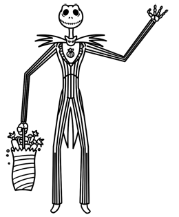 Cómo dibujar a Jack Skellington - imagen de caricatura en blanco y negro final
