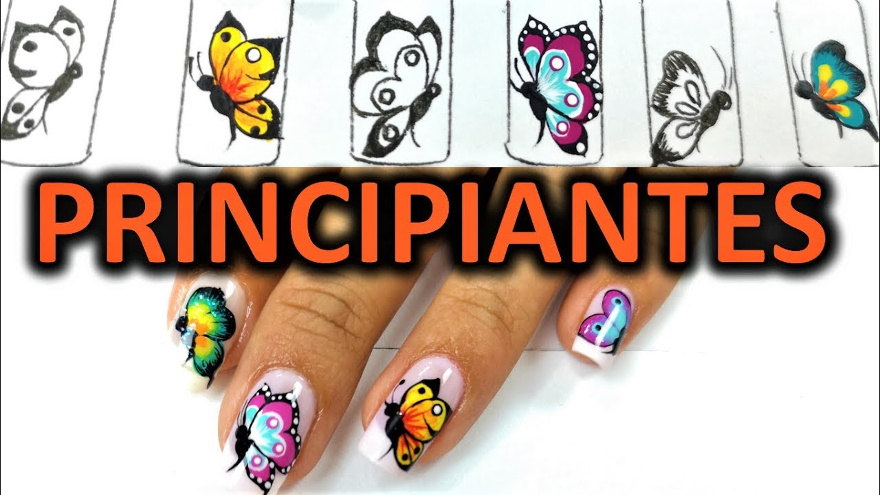 Dibujar 4 mariposas en tus uñas - mariposas en uñas paso a paso - Easy  butterfly nail art tutorial, dibujos de Mariposas En Las Unas, como dibujar Mariposas En Las Unas paso a paso