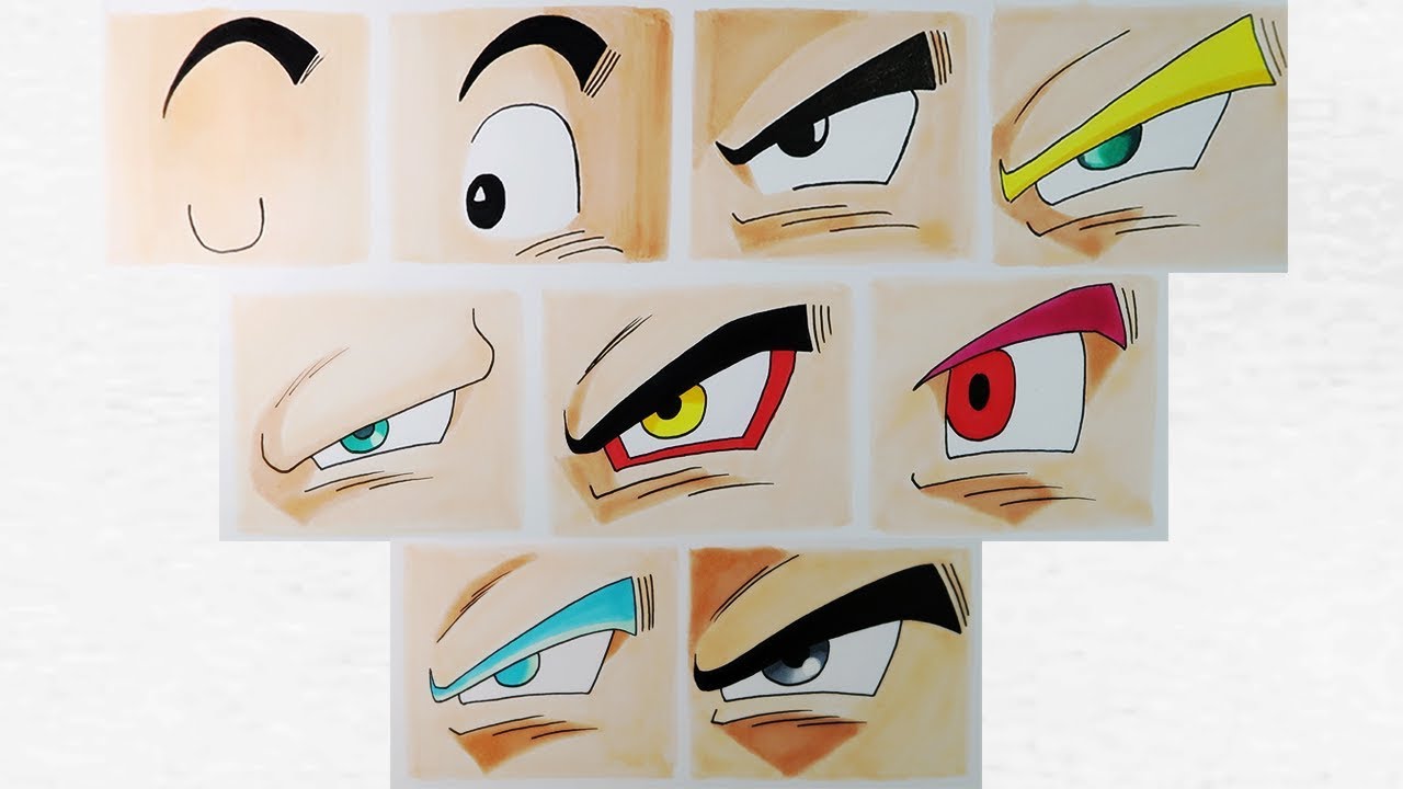 Cómo dibujar los ojos de Goku en todas sus fases  How to draw the eyes of  Goku in all its phases, dibujos de Los Ojos De Gokú En Todas Sus Fases, como dibujar Los Ojos De Gokú En Todas Sus Fases paso a paso