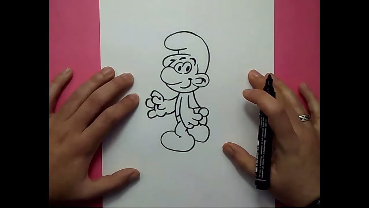 Como dibujar un pitufo paso a paso - Los pitufos  How to draw a smurf -  The Smurfs, dibujos de Los Pitufos, como dibujar Los Pitufos paso a paso