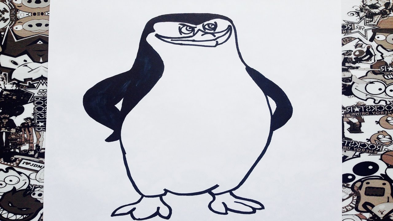 Como dibujar a skipper los pinguinos de madagascar  how to draw skipper   como desenhar skipper, dibujos de Madagascar, como dibujar Madagascar paso a paso