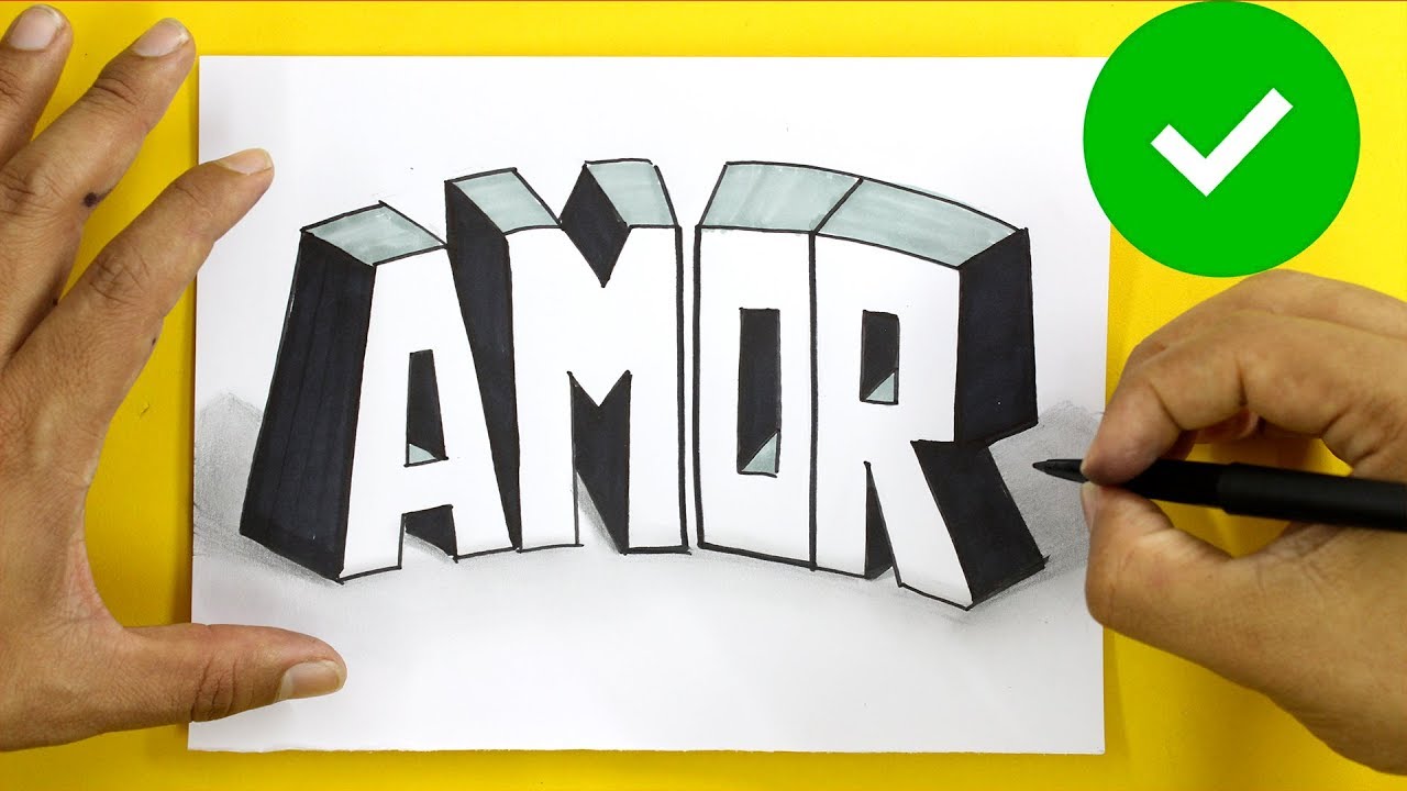 COMO Dibujar letras BONITAS en 3D ❤️ Dibujos de AMOR 3D 💚 How to DRAW 3D  Letters, dibujos de Letras En 3D, como dibujar Letras En 3D paso a paso