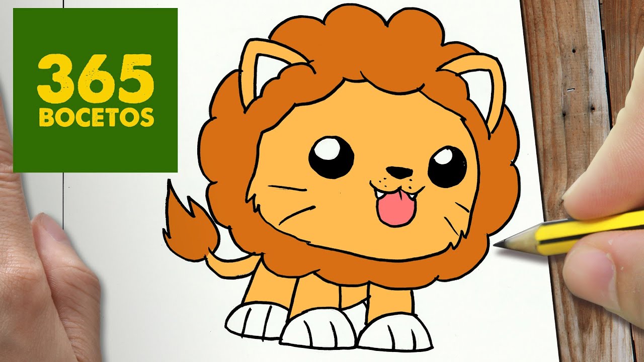 COMO DIBUJAR LEON KAWAII PASO A PASO - Dibujos kawaii faciles - How to draw  a lion, dibujos de León Kawaii, como dibujar León Kawaii paso a paso