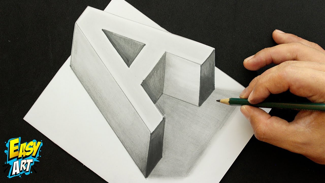 How to Draw 3D Letter A Como Dibujar la letra A 3D Art trick ► Easy Art, dibujos de La Letra A Con Efecto 3D, como dibujar La Letra A Con Efecto 3D paso a paso