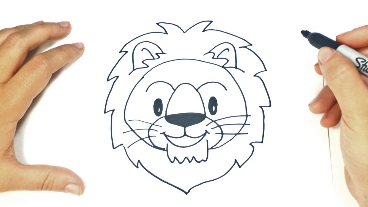 Cómo dibujar la cabeza de un León paso a paso  Dibujo fácil de la cabeza  de un León, dibujos de La Cara De Un León, como dibujar La Cara De Un León paso a paso
