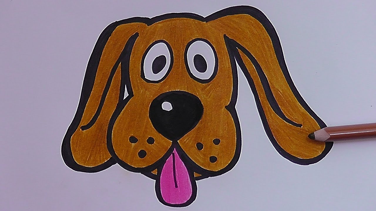 Dibujando y coloreando Rostro de Perro - Drawing and coloring Face of Dog, dibujos de La Cara De Un Perro, como dibujar La Cara De Un Perro paso a paso