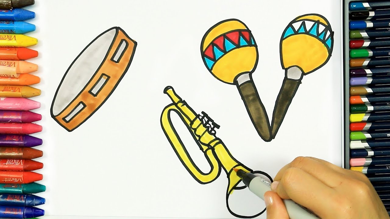 Dibujos para dibujar  Dibujos para pintar  Cómo dibujar instrumentos  musicales, dibujos de Instrumentos Musicales, como dibujar Instrumentos Musicales paso a paso