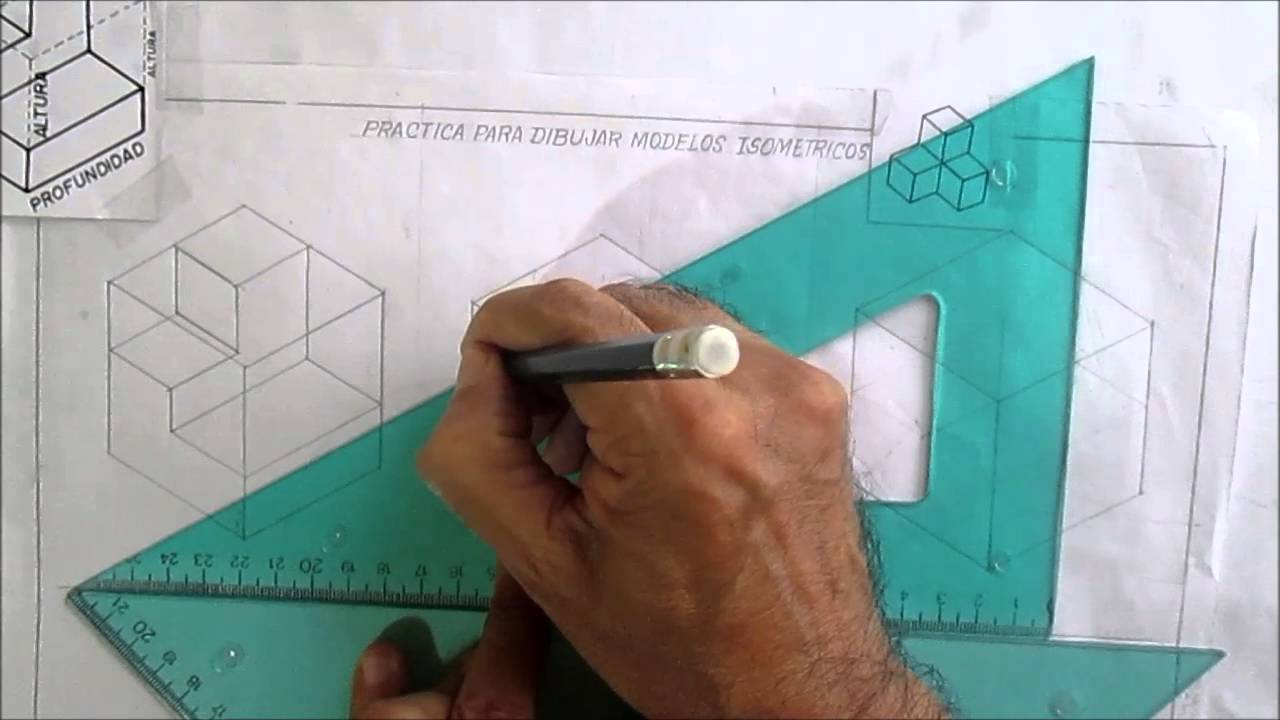 DIBUJO TECNICO - ISOMETRICOS - PRACTICA PARA DIBUJAR MODELOS, dibujos de Isometricos, como dibujar Isometricos paso a paso