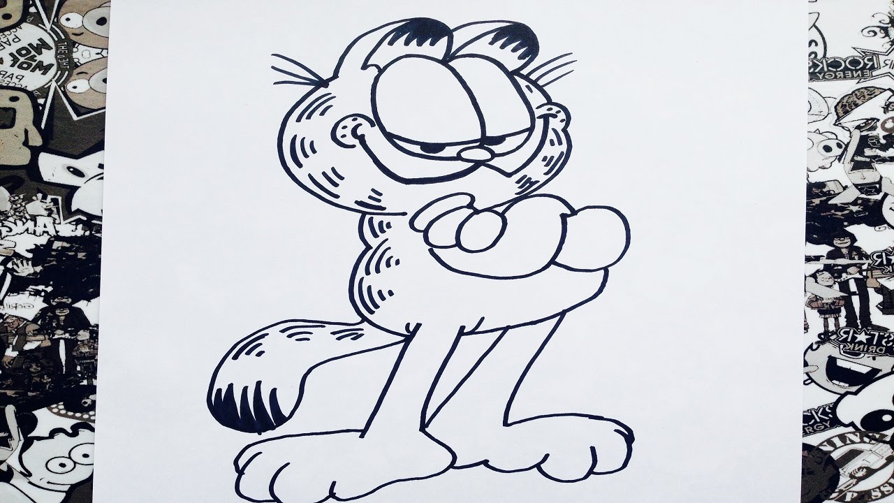 Como dibujar a garfield paso a paso  how to draw garfield  como desenhar  garfield, dibujos de Garfield, como dibujar Garfield paso a paso