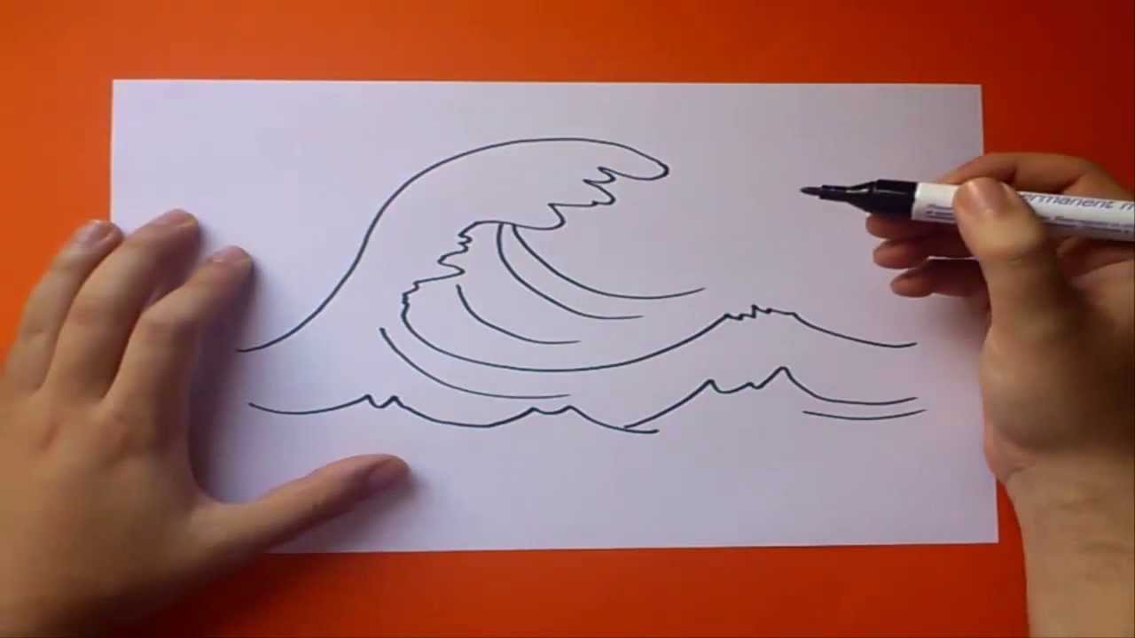 Como dibujar una ola paso a paso  How to draw a wave, dibujos de Una Ola, como dibujar Una Ola paso a paso