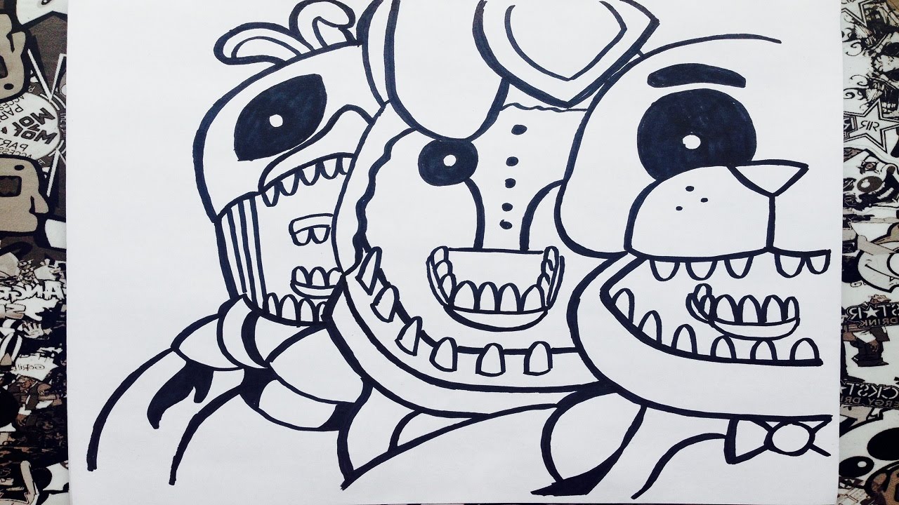Como dibujar a five nights at freddy's 2  how to draw five nights at  freddy's 2, dibujos de Five Nights At Freddys, como dibujar Five Nights At Freddys paso a paso